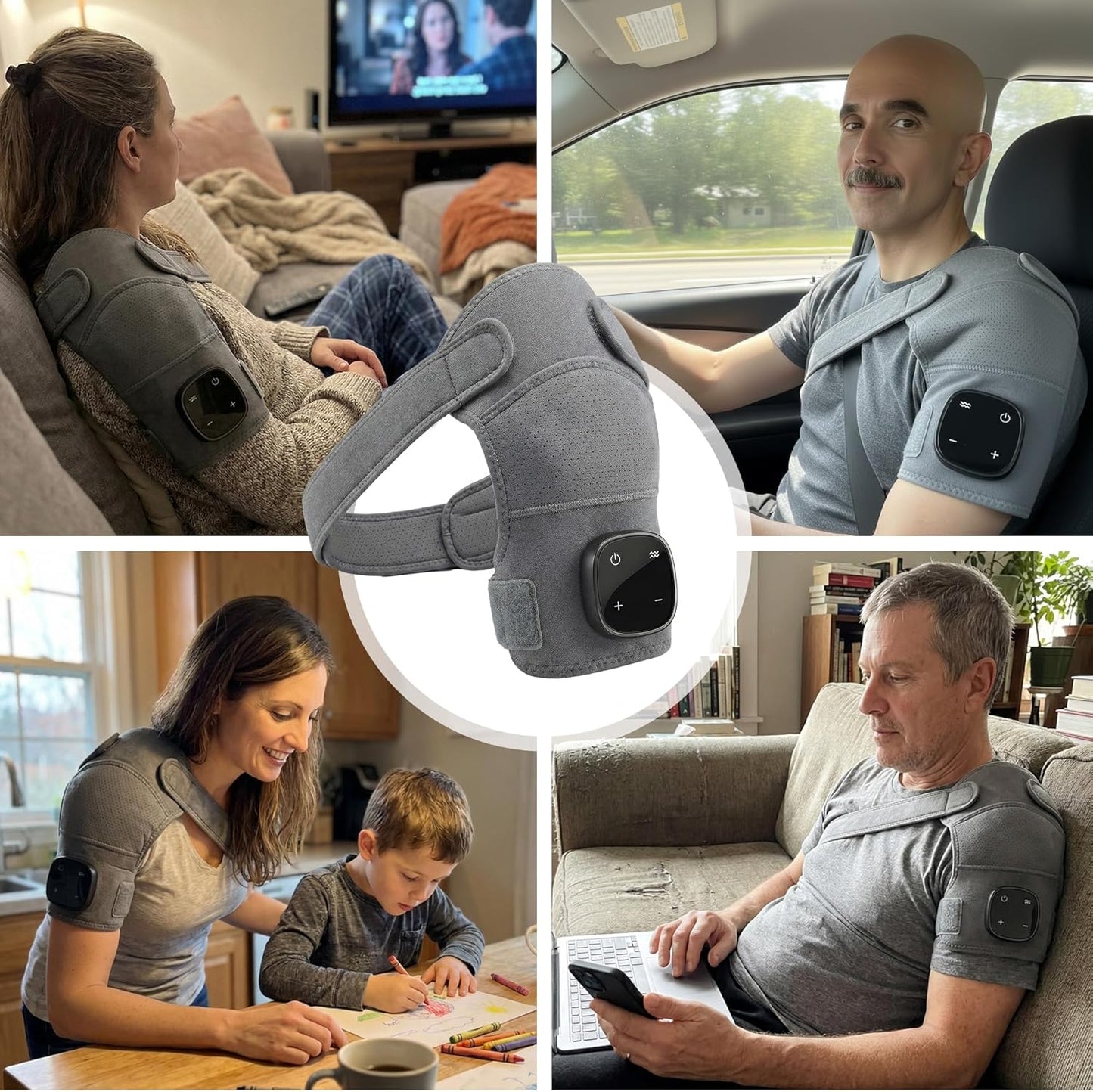 Shoulder Massager - the Official Triple Method - Heat, Massage & Compression for Shoulder Relief