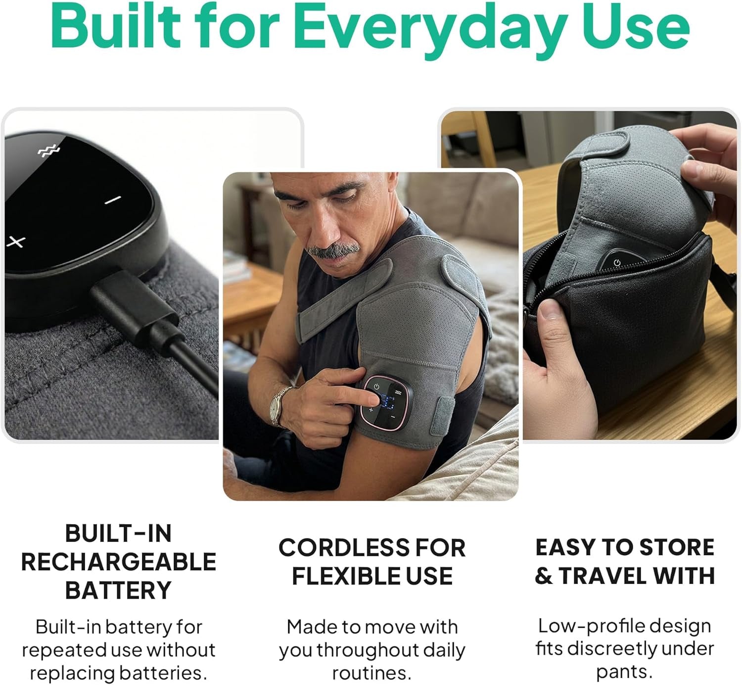 Shoulder Massager - the Official Triple Method - Heat, Massage & Compression for Shoulder Relief