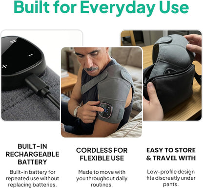 Shoulder Massager - the Official Triple Method - Heat, Massage & Compression for Shoulder Relief